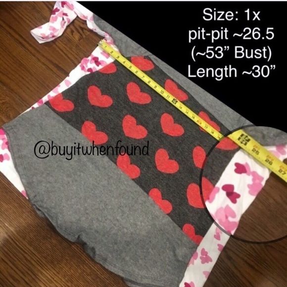 Pink Heart Valentine Print Top Plus Size - Picture 4 of 8